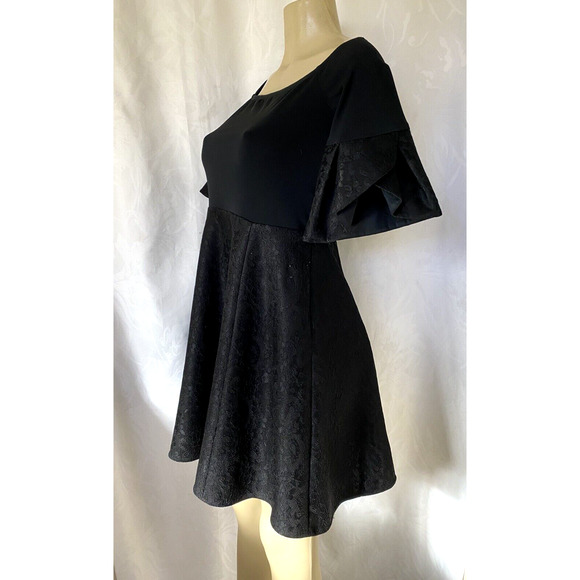 Anne Fontaine EVAELLE DRESS LACE OVER NEOPRENE Fit FLARE Boat Black 40 6… - Picture 3 of 8